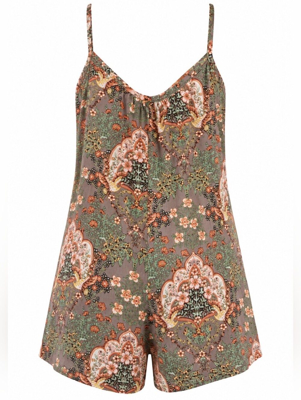 Maronie Cotton Floral Romper Pockets Boho Festival Cami USA M Botanical Travel